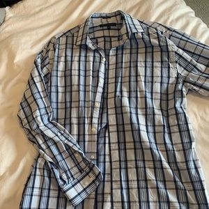 Men’s Tommy Hilfiger Blue Plaid Button Down (size 16 1/2 32-33)